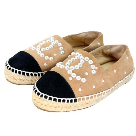 COPY - Chanel Espadrille 36 Suede Mother of Pearl CC Flats CC-S0207P-C043 - Picture 4 of 11